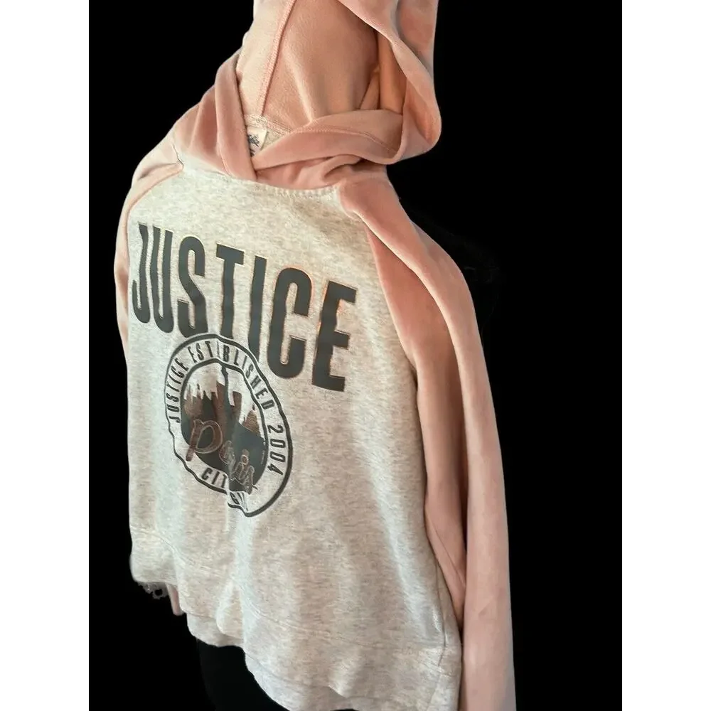 Justice Girls Athletic Girl's Hoodie‎ Size 12 Paris City Girl Pink And Gray